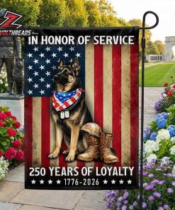 250th Anniversary American Independence Day Patriotic German Shepherd Veteran Dog Double Sided Garden House Flag