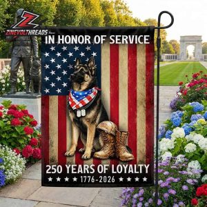 250th Anniversary American Independence Day Patriotic German Shepherd Veteran Dog Double Sided Garden House Flag