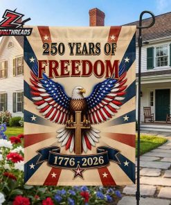250th Anniversary American Independence Day Christian Eagle Cross 1776 2026 Double Sided Garden House Flag
