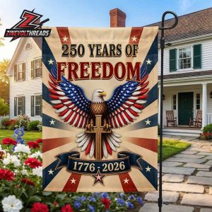 250th Anniversary American Independence Day Christian Eagle Cross 1776 2026 Double Sided Garden House Flag