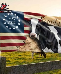 250th Anniversary American Independence Day Dairy Cow We The People 1776 2026 Double Sided Garden House Flag