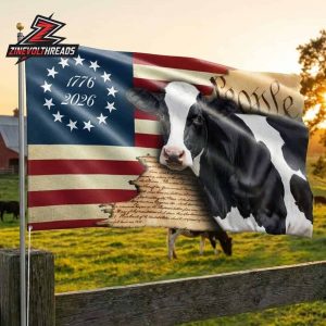 250th Anniversary American Independence Day Dairy Cow We The People 1776 2026 Double Sided Garden House Flag