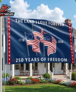 250th Anniversary American Independence Day Betsy Ross Bennington 76 The Land I Love Forever Double Sided Garden House Flag