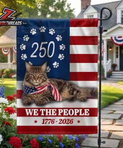250th Anniversary American Independence Day Patriotic Maine Coon Cat We The People Double Sided Garden House Flag