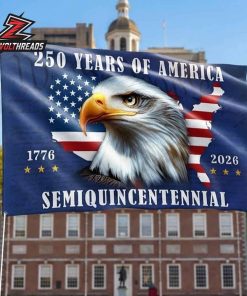 250th Anniversary American Independence Day Semiquincentennial Patriotic Eagle 1776 2026 Double Sided Garden House Flag