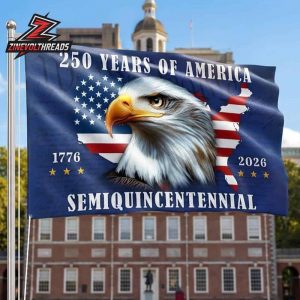 250th Anniversary American Independence Day Semiquincentennial Patriotic Eagle 1776 2026 Double Sided Garden House Flag