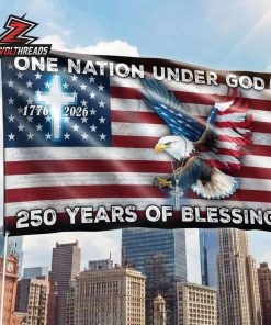 250 Years Of Blessing American Grommet Flag One Nation Under God Eagle Cross Patriotic Flag 1776-2026