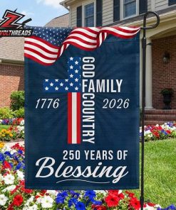 250 Years Of Blessing God Family Country 1776-2026 Patriotic Christian Cross Garden America Semiquincentennial Outdoor Decor