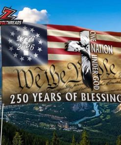 250 Years of Blessing Grommet One Nation Under God 1776-2026 Patriotic Eagle Cross American We The People Outdoor Decor