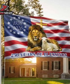 250 Years Of Blessings Lion Of Judah And Lamb Christian America 1776-2026 Double Sided Garden House Flag