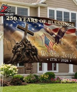 250 Years Of Blessings We The People Christian Cross Eagle America 1776 2026 Double Sided Garden House Flag