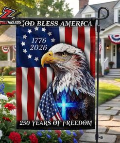 America 250th Anniversary God Bless America Eagle Cross Freedom Double Sided Garden House Flag