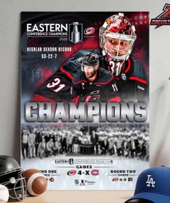 Carolina Hurricanes 2026 NHL Eastern Conference Champions Season Record Home Decor Poster Canvas