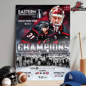 Carolina Hurricanes 2026 NHL Eastern Conference Champions Season Record Home Decor Poster Canvas