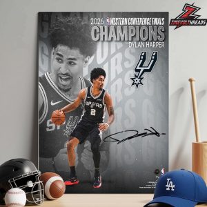 Dylan Harper San Antonio Spurs Authentic 2026 NBA Western Conference Champions Photograph Home Decor Poster Canvas