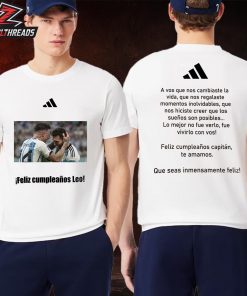 Enzo Fernandez Feliz Cumpleanos Leo Tee With Photo Moment With Messi Two Sided Unisex T-Shirt