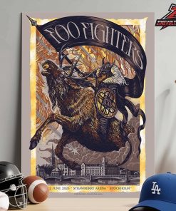 Foo Fighters Artwork Venue Gold Poster At Strawberry Arena Stockholm On June 12th 2026 Home Decor Poster Canvas