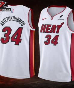 Giannis Antetokounmpo Miami Heat Name And Number Fanmade High Quality White Basketball Jersey