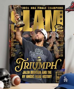 Jalen Brunson And New York Knicks Make History On Gold Metal Slam Magazine Cover 263 Triumph 2026 NBA Finals Champions Home Decor Poster Canvas