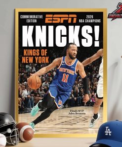 Jalen Brunson On ESPN Special Edition Commerative Magazine 2026 Finals MVP Kings Of New York Home Decor Poster Canvas