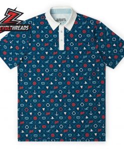 Jaws 50th Anniversary Teeth Tide Terror RSVLTS All-Day Polo Shirt Movie Performance Golf Polo