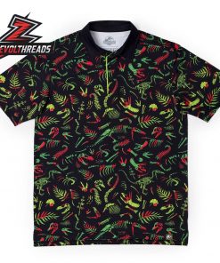 Jurassic Park Fossil Records RSVLTS All-Day Polo Shirt Dinosaur Movie Performance Golf Polo