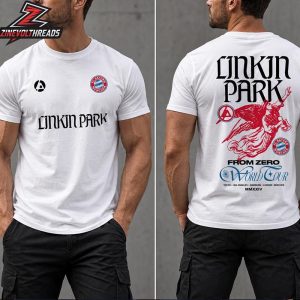 Linkin Park x FC Bayern Munchen White Tee Limited Edition At Pop Up Store On June 11th-12th 2026 Two Sided Unisex T-Shirt