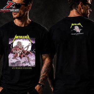 Metallica M72 Budapest Hungary Venue Tee Merch Pop Up Store At Puskas Arena On June 11th 2026 Two Sided Unisex T-Shirt