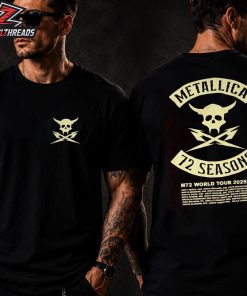 Metallica M72 World Tour 2025-26 Dates And Places Merch Pop Up Store Two Sided Unisex T-Shirt