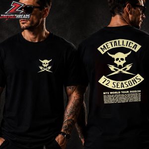 Metallica M72 World Tour 2025-26 Dates And Places Merch Pop Up Store Two Sided Unisex T-Shirt