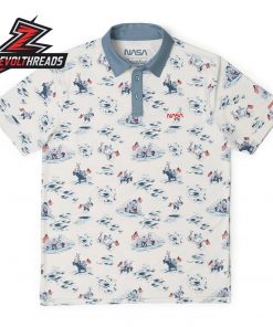 NASA Moon Buggy White RSVLTS All-Day Polo Shirt Space Exploration Performance Golf Polo