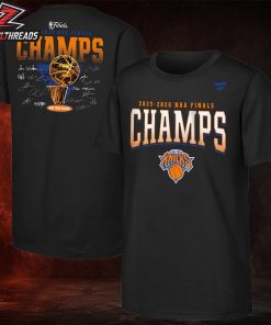 New York Knicks 2026 NBA Finals Champions Trophy Signature Roster Two Sided Unisex T-Shirt
