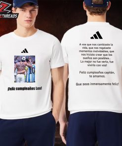 Rodiro De Paul Feliz Cumpleanos Leo Tee With Photo Moment With Messi Two Sided Unisex T-Shirt
