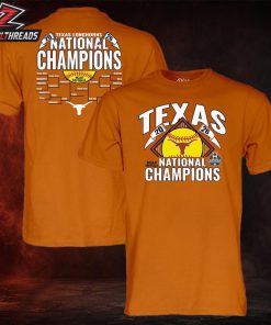 Texas Longhorns 2026 NCAA Softball Women’s College World Series National Champions Bracket Two Sided Unisex T-Shirt