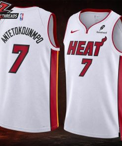 Giannis Antetokounmpo Miami Heat Name And Number Fanmade High Quality White Basketball Jersey