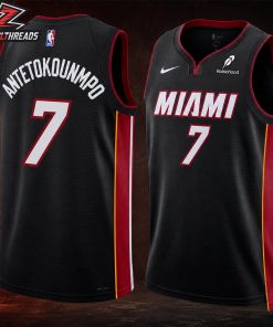 Giannis Antetokounmpo Miami Heat Name And Number Fanmade High Quality Black Basketball Jersey