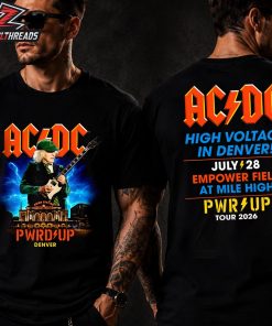 ACDC 2026 North American PWR UP Tour Tee At Empower Field At Mile High In Denver On July 28th 2026 Two Sided Unisex T-Shirt