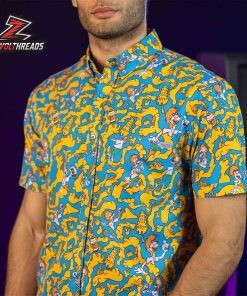 Disney A Goofy Movie Chedda Whizzy KUNUFLEX Short Sleeve Hawaiian Shirt Casual Button Up Shirt For Men And Women