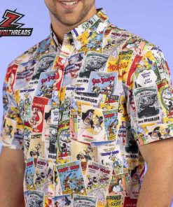 Disney Donald Duck 90th Big Screen Billing KUNUFLEX Short Sleeve Hawaiian Shirt Casual Button Up Shirt For Men And Women