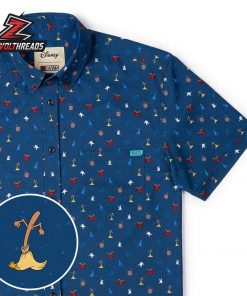 Disney Fantasia 85th Anniversary Lil Sorcery KUNUFLEX Short Sleeve Hawaiian Shirt Casual Button Up Shirt For Summer Vacation