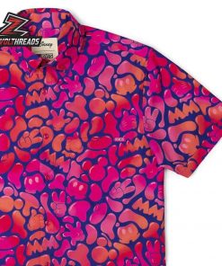 Disney Glow Flow Mickey KUNUFLEX Short Sleeve Hawaiian Shirt Casual Button Up Shirt For Holiday