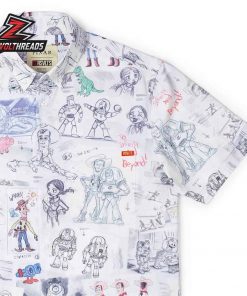 Disney And Pixar Toy Story Toy Story-Board KUNUFLEX Short Sleeve Hawaiian Shirt Casual Button Up Shirt For Summer Vacation