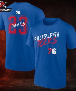 LeBron James Philadelphia 76ers Hustle Name And Number Tee Two Sided Unisex T-Shirt