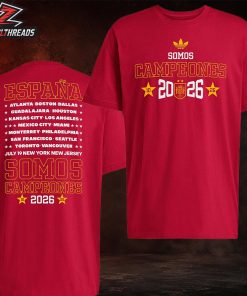 Spain Espana Somos Campeones Adidas Red Tee 2026 FIFA World Cup Champions Two Sided Unisex T-Shirt