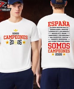 Spain Espana Somos Campeones Adidas White Tee 2026 FIFA World Cup Champions Two Sided Unisex T-Shirt