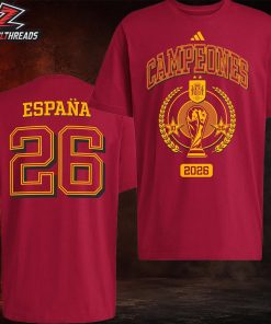 Spain FIFA World Cup 2026 Adidas Campeones Red Tee Two Sided Unisex T-Shirt