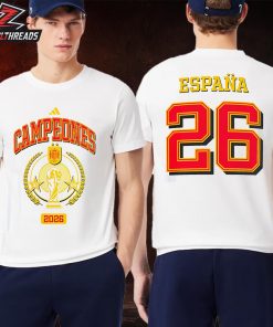 Spain FIFA World Cup 2026 Adidas Campeones White Tee Two Sided Unisex T-Shirt