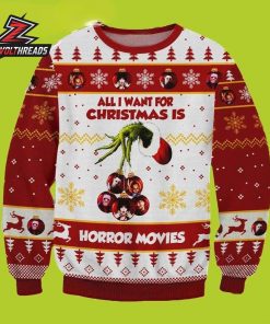 All I Want For Christmas Is Horror Movies Grinch Horror Movie Christmas Fan Gift Ugly Sweater