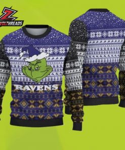 Baltimore Ravens Grinch Football Christmas Fan Gift Ugly Sweater