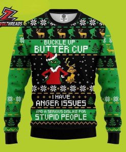 Buckle Up Butter Cup Grinch Max Funny Christmas Holiday Gift Ugly Sweater